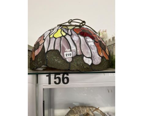 A TIFFANY STYLE LEADED GLASS LIGHT SHADE