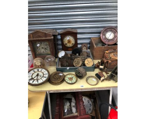CLOCKS, CLOCK MOVEMENTS INCLUDING A FUSEE DRIVE, CLOCK FACES, GLASS FACE COVERS, ETC.