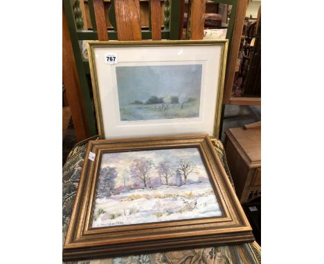 A SMALL OIL PAINTING BY FRANK PALMER AND A PRINT (2)