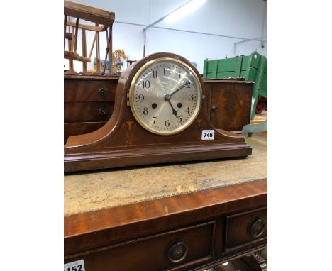 AN EDWARDIAN INLAID MANTEL CLOCK