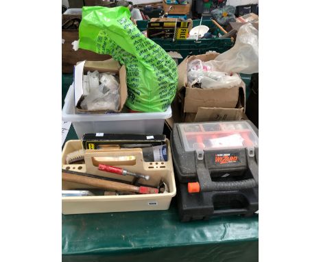 A QUANTITY OF VARIOUS TOOLS NUTS BOLTS ETC.