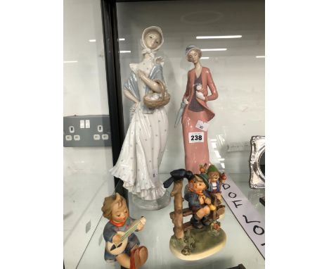 TWO NAO FIGURES OF LADIES TOGETHER WITH THREE HUMMELL FIGURES