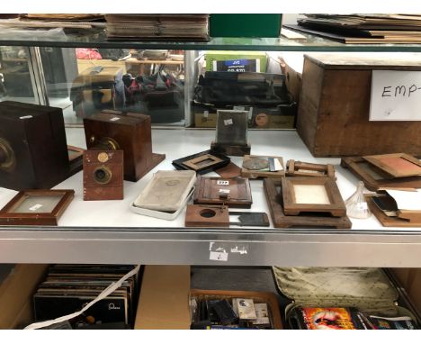 A LANCASTER AND ANOTHER PLATE CAMERA, PHOTOGRAPHIC PLATES AND ACCESORIES