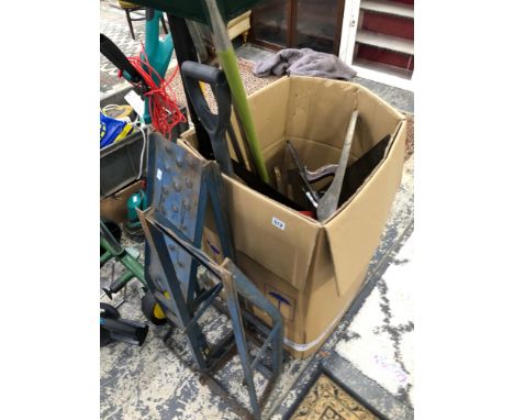 A PAIR OF CAR RAMPS AND VARIOUS TOOLS. 