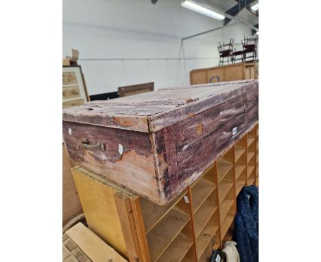 A PAINTED WOODEN TRUNK