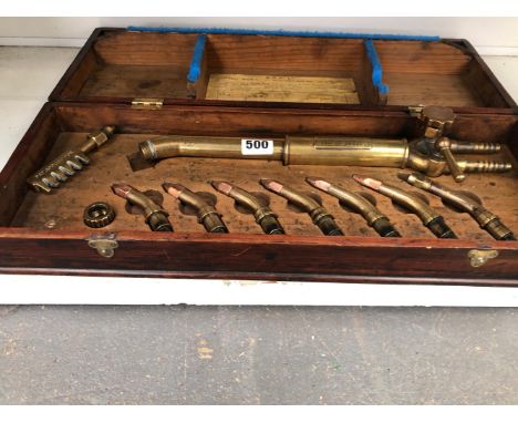 A BOC UNIVERSAL BLOW PIPE CASED WITH EIGHT INTERCHANGEABLE HEADS