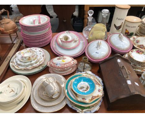 WORCESTER AND DOULTON DINNER WARES, ROYAL ALBERT AND OTHER TEA WARES, AN OAK CUTLERY CANTEEN, SHIRE HORSES, ETC.
