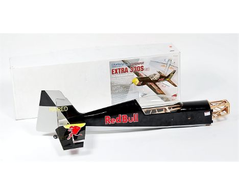 ARF Ultrafly Model of a Extra 330S 25E Acrobatic Model Aircraft, finished in black and silver, with Red Bull Livery, with eng