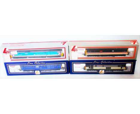 A Lima Class 31 diesel No. 31407 in Mainline Blue, a Class 50 No. 50025 'Invincible' in NSE livery, a Class 73 electro-diesel