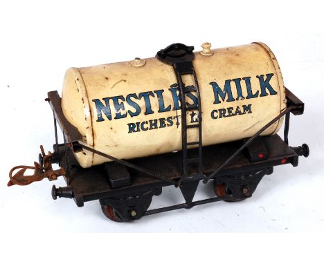 Hornby 1939-41 Nestles Milk tank wagon with black part repainted standard base, repainted black ladder and ends, white tank, 