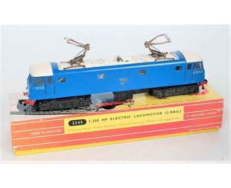 A Hornby-Dublo 2-rail 2245 BR blue Class AL1 electric No. E3002, light playwear, in Tony Cooper box (G,BG)