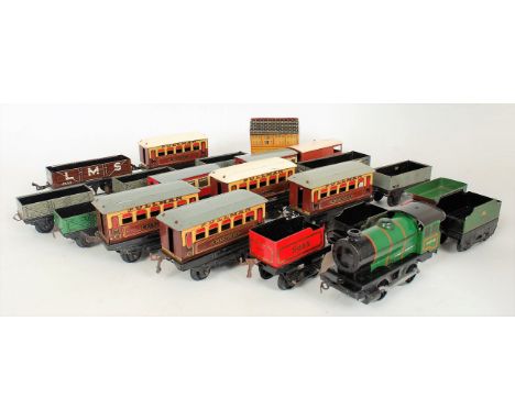 A large tray of 20 postwar Hornby M/No. 30/No. 20 items including No. 30 loco and tender, red M1 tender, No. 20 tender, 5x M1