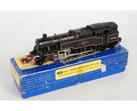 A Hornby Dublo 3-rail 3218 BR black standard 2-6-4 tank engine No. 80059 (VG-BVG)