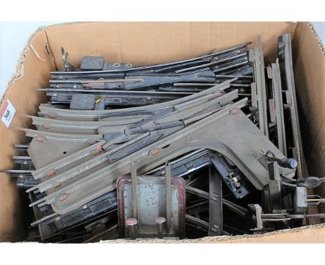 A tray of mainly Marklin 3 rail track including 4x acute angle cross-overs, 3x 2ft radius R/H points, 3x 1 ft radius R/H poin