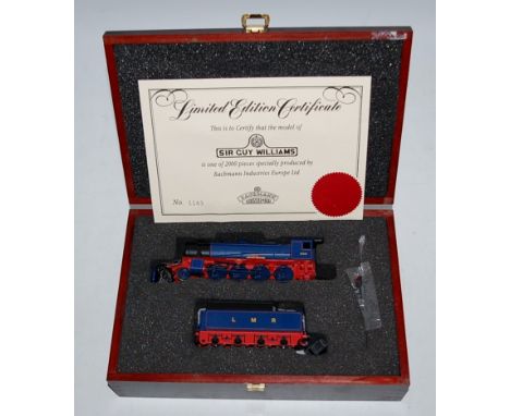 Bachmann presentation box containing LMR blue No. 400 'Sir Guy Williams' austerity class engine and tender, with certificate 