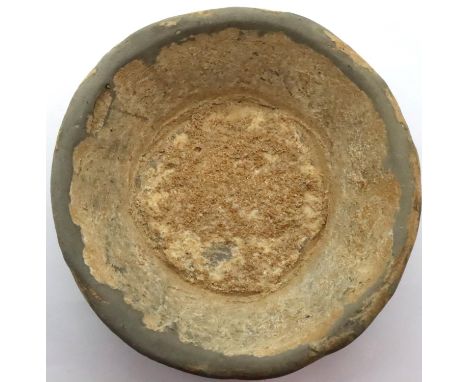 Chinese Ming Dynasty shallow bowl with star cut design to base, D: 80 mm. P&amp;P Group 2 (£18+VAT for the first lot and £3+V