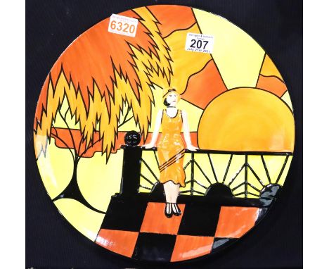 Lorna Bailey limited edition Art Deco lady charger, 64/100, D: 34 cm. P&amp;P Group 3 (£25+VAT for the first lot and £5+VAT f