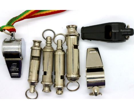 Three ACME Girl Guide whistles and three others. P&amp;P Group 1 (£14+VAT for the first lot and £1+VAT for subsequent lots) 