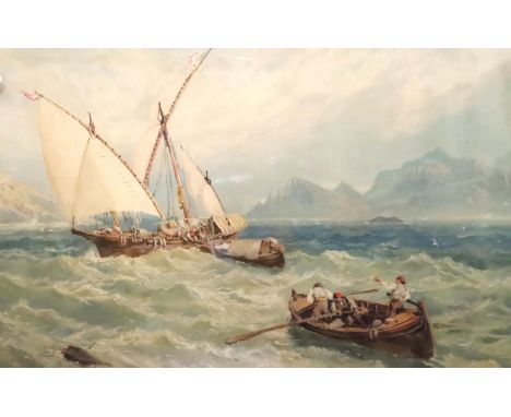 A large framed and glazed seascape print in oak frame. Not available for in-house P&amp;P, contact Paul O'Hea at Mailboxes on