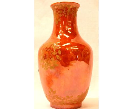 Royal Worcester Crown Ware orange lustre baluster vase, H: 11 cm. P&P Group 1 (£14+VAT for the first lot and £1+VAT for subse