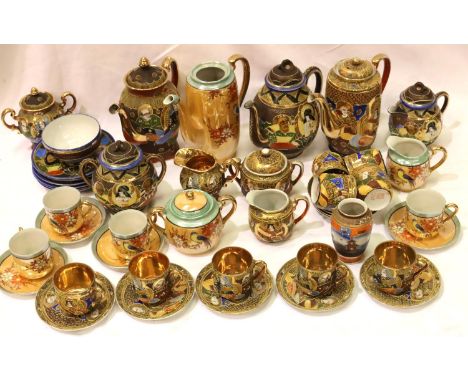 Three Oriental ceramic tea services, one with gilt-wash. Not available for in-house P&amp;P, contact Paul O'Hea at Mailboxes 