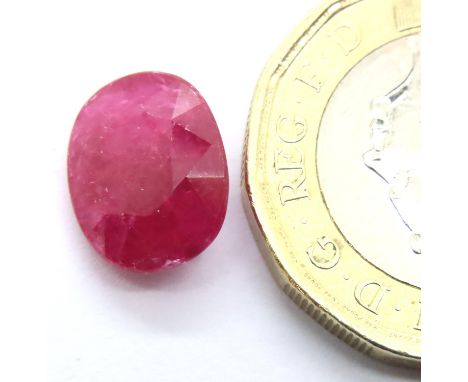 AGI certified 4.30ct oval cut ruby. P&amp;P Group 1 (£14+VAT for the first lot and £1+VAT for subsequent lots) 