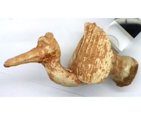 Chinese Song Dynasty partially glazed jar top in the from of a bird, repair to neck and damage to tail feathers. P&amp;P Grou
