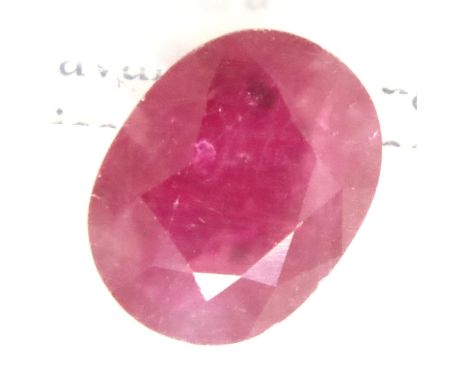 AGI certified 7.17ct oval cut ruby. P&amp;P Group 1 (£14+VAT for the first lot and £1+VAT for subsequent lots) 