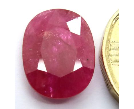 AGI certified 7.09ct oval cut ruby. P&amp;P Group 1 (£14+VAT for the first lot and £1+VAT for subsequent lots) 