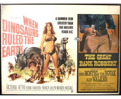 When Dinosaurs Ruled the Earth / The Great Bank Robbery (1970) British Quad film poster, Hammer Film Production starring Vict