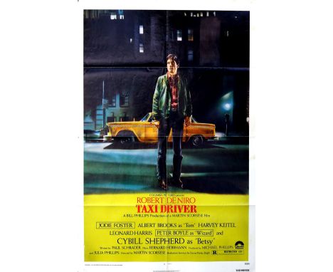 Taxi Driver (1976) US One Sheet film poster, starring Robert De Niro, Jodie Foster, folded, 27 x 41 inches.         