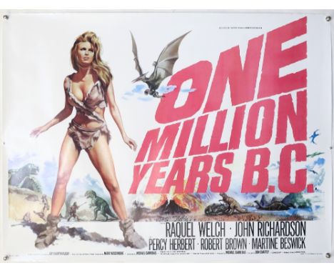 One Million Years B.C. - British Quad film poster, later release licensed by Hammer Film Productions, rolled, 30 x 40 inches.