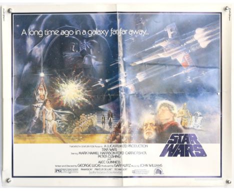 Star Wars (1977) Half Sheet film poster, artwork by Tom Jung, 20th Century Fox, single fold, 22 x 28 inches.          
