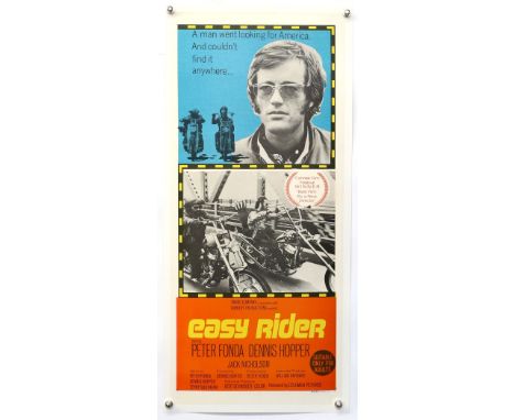 Easy Rider (1969) Australian Daybill film poster, blue style, starring Dennis Hopper, Peter Fonda &amp; Jack Nicholson, conse