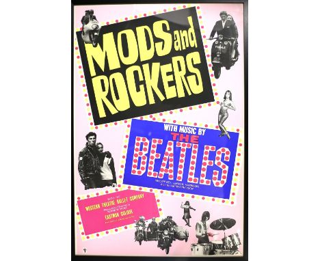 Mods and Rockers (1964) UK One Sheet film poster, starring The Beatles, framed, 27 x 40 inches.          