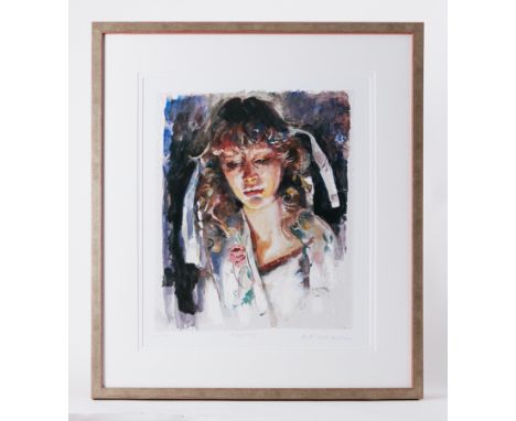 Robert Lenkiewicz (1941-2002) 'Study of Mary' signed limited edition print P/P 23/50, 46cm x 39cm, framed and glazed.