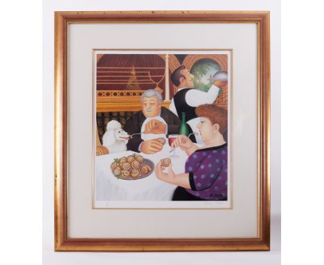 Beryl Cook 'L'escargot Por Trio (dinning Paris)' signed edition print, 183/650, Published by Alexander Gallery, Bristol, fram