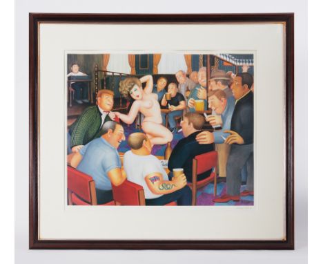 Beryl Cook (1926-2008) 'Lunchtime Refreshment' signed print, stamped ACD, 49cm x 61cm, framed and glazed.