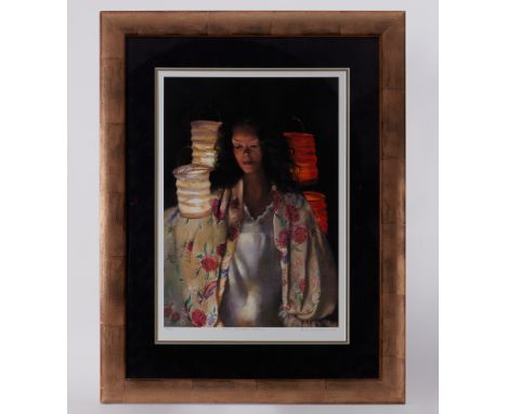 Robert Lenkiewicz (1941-2002) 'Anna with Paper Lanterns' signed limited edition print 263/500, 52cm x 36cm, with certificate,