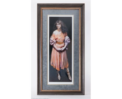 Robert Lenkiewicz (1941-2002) 'Karen Standing' edition print 409/500 with embossed signature, 72cm x 25cm, framed and glazed.