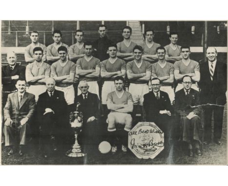 Matt Busby signed 12x8 inch approx vintage Manchester United Busby Babes team photo rolled. Good condition. All autographs co
