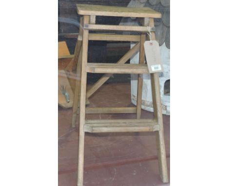 A vintage oak two tread folding steps, c.1940.