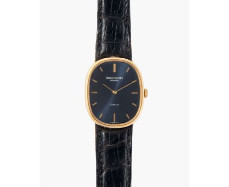 Patek Philippe "Ellipse d'Or" für Gübelin, 1970er JahreRef. 3648. 750 Gelbgold-Gehäuse, 27x32 mm. Handaufzug Kal. Blaues Ziff