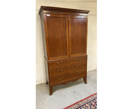  Sale Item:    MAHOGANY INLAID 2PCE LINEN PRESS (AF)  Vat Status:   No Vat   Buyers Premium:  This lot is subject to a Buyers
