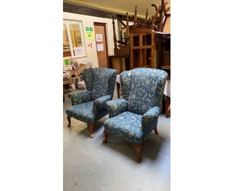  Sale Item:    2 BLUE WING BACK CHAIRS   Vat Status:   No Vat   Buyers Premium:  This lot is subject to a Buyers Premium of 1