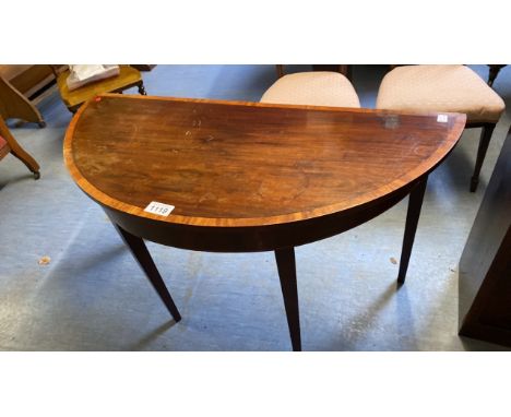  Sale Item:    MAHOGANY INLAID HALF MOON TABLE (AF)  Vat Status:   No Vat   Buyers Premium:  This lot is subject to a Buyers 