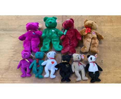  Sale Item:    BOX-6 SMALL &amp; 4 LARGER TY BEANIE BEARS  Vat Status:   No Vat   Buyers Premium:  This lot is subject to a B