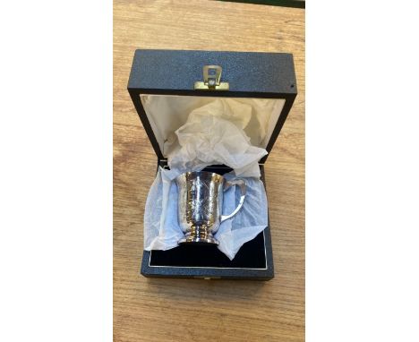  Sale Item:    ENGRAVED CASED CHRISTENING MUG- SILVER  Vat Status:   No Vat   Buyers Premium:  This lot is subject to a Buyer