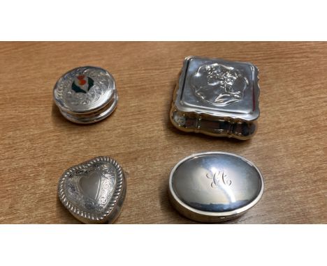  Sale Item:    4 SILVER PILL BOXES   Vat Status:   No Vat   Buyers Premium:  This lot is subject to a Buyers Premium of 15% +