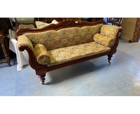  Sale Item:    MAHOGANY DOUBLE ENDED SOFA   Vat Status:   No Vat   Buyers Premium:  This lot is subject to a Buyers Premium o